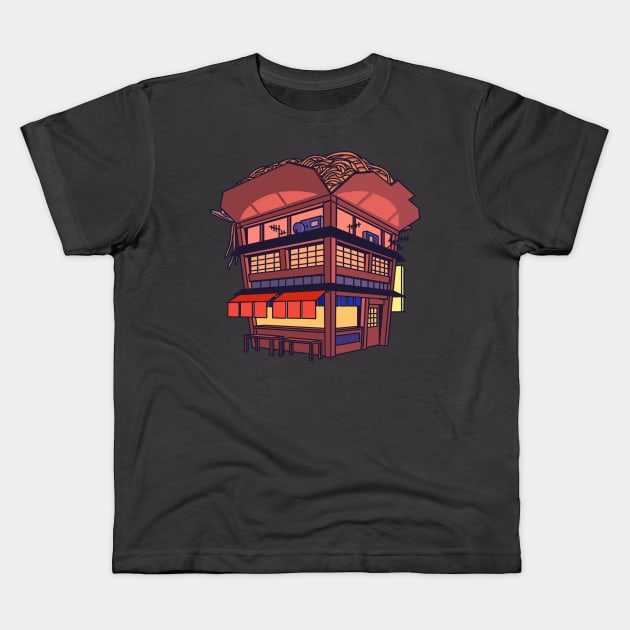 Ramen Shop Kids T-Shirt by Ginkgo Whale